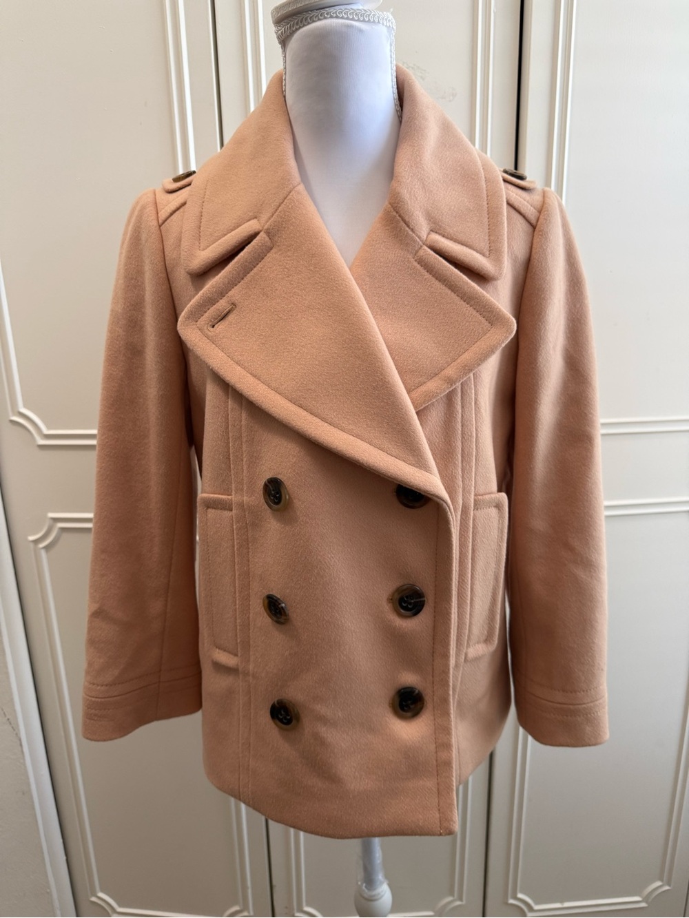 J Crew Wool Blend Double Breasted Harbor Peacoat Wool Jacket